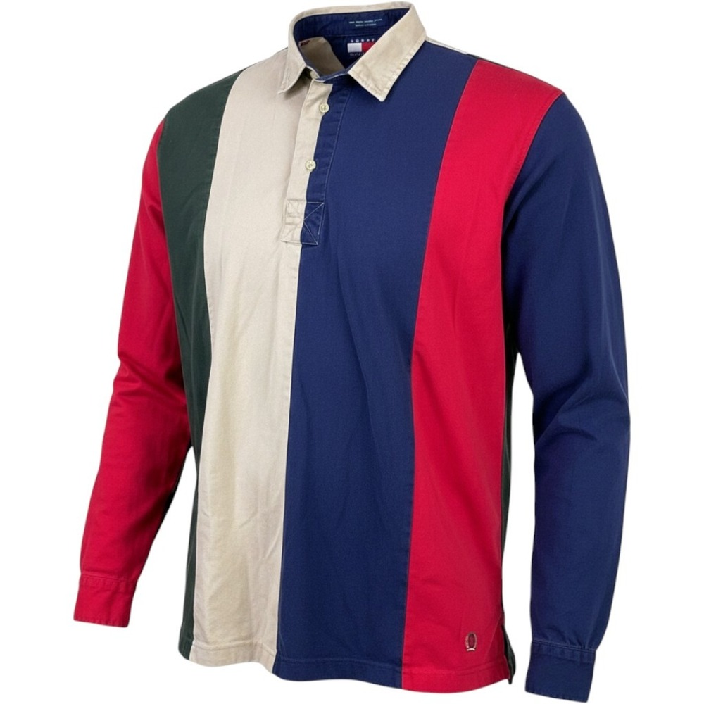 Tommy‎ Hilfiger Mens M Polo Shirt Colorblock Short Sleeve Pullover 90s Vintage